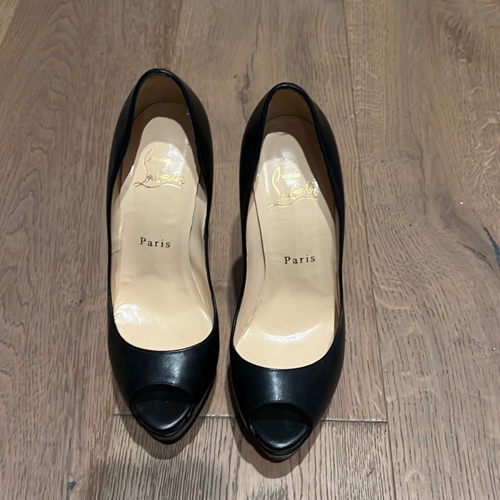Christian Louboutin black peep toe platforms size 36